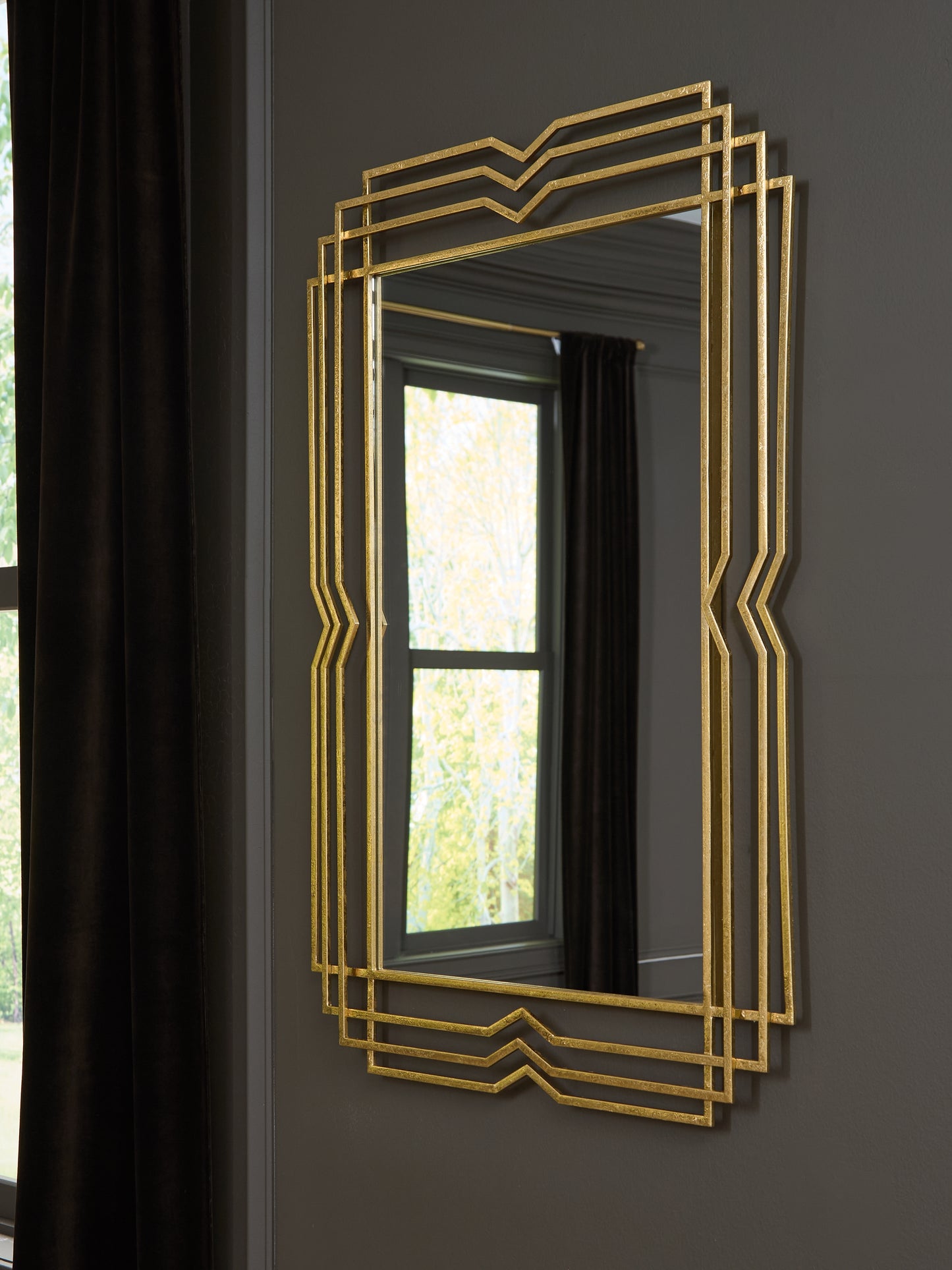Pines Furniture Outlet - Ashley Furniture - Claybrook Mirror - Accent Mirror / Gold Finish - A8010349