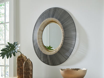 Pines Furniture Outlet - Ashley Furniture - Dallmen Mirror - Accent Mirror / Black/Gold Finish - A8010407