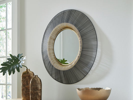 Pines Furniture Outlet - Ashley Furniture - Dallmen Mirror - Accent Mirror / Black/Gold Finish - A8010407