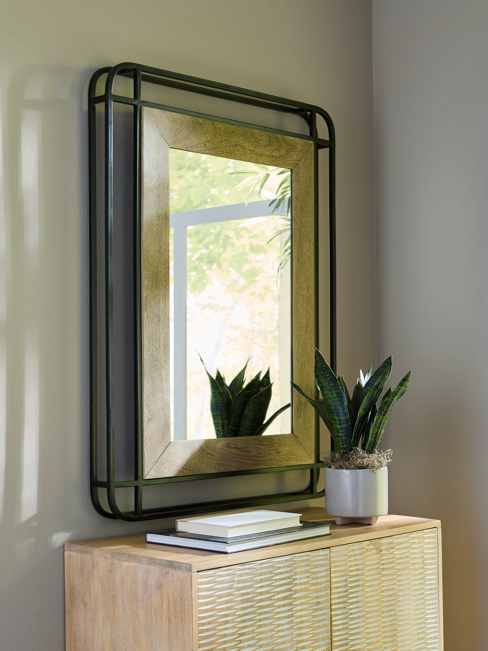 Pines Furniture Outlet - Ashley Furniture - Beelman Mirror - Accent Mirror / Black/Brown - A8010409