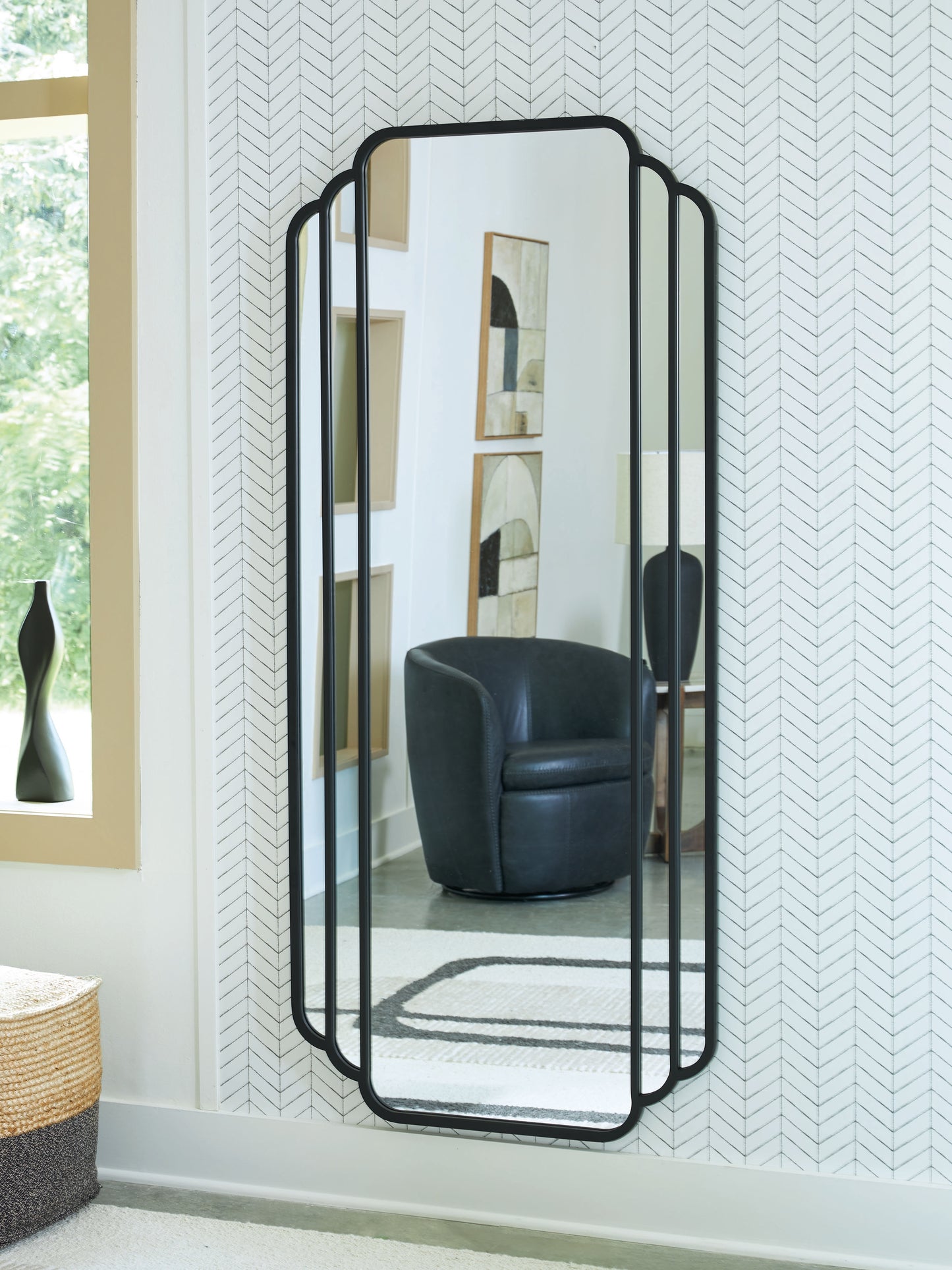 Pines Furniture Outlet - Ashley Furniture - Antigone Mirror - Floor Mirror / Black - A8010434