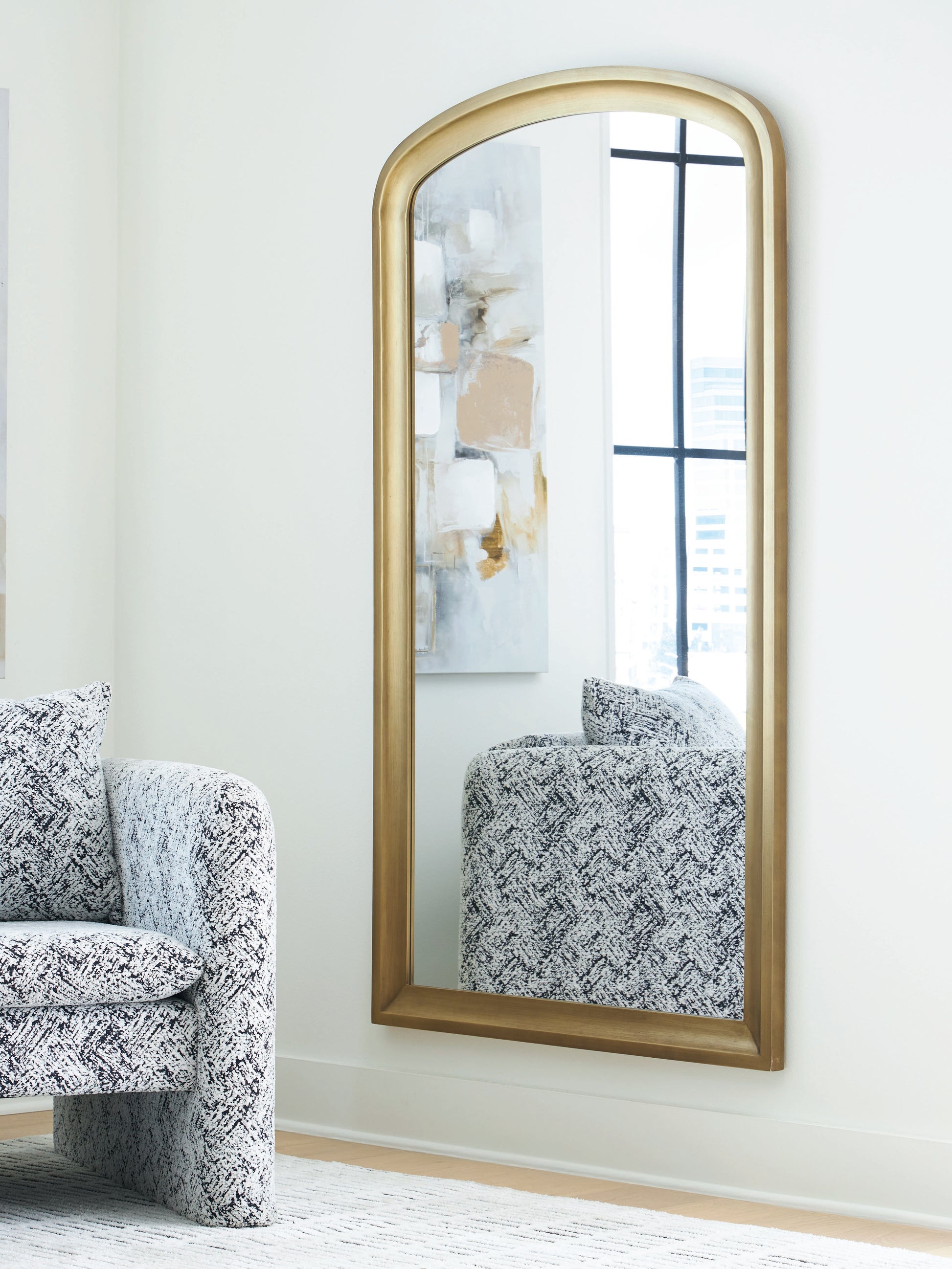 Pines Furniture Outlet - Ashley Furniture - Fintan Mirror - Floor Mirror / Gold Finish - A8010436