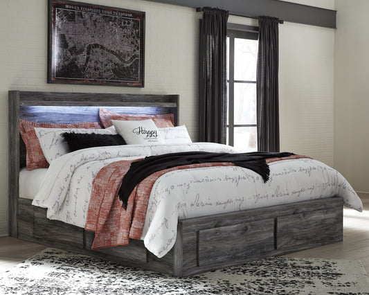 Pines Furniture Outlet - Ashley Furniture - Baystorm Bedroom - Full Panel Bed with 2 Storage Drawers / Gray - B221B34