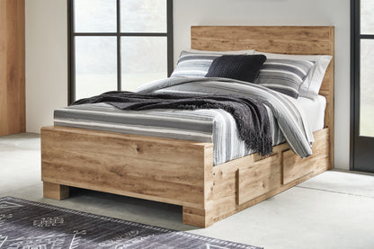 Pines Furniture Outlet - Ashley Furniture - Hyanna Bedroom - Full Panel Bed with 1 Side Storage / Tan Brown - B1050B25