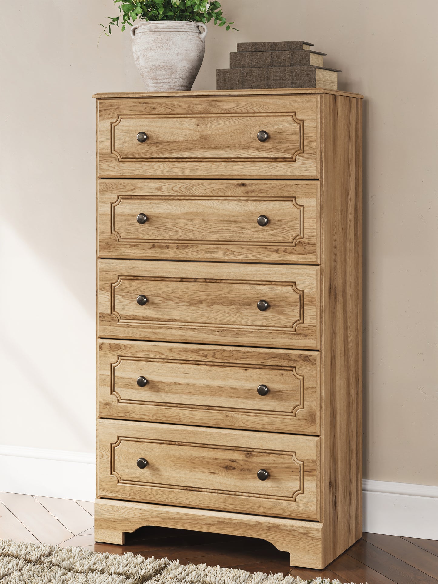 Pines Furniture Outlet - Ashley Furniture - Aleaport Bedroom - Five Drawer Chest / Warm Brown - PCB1075-46