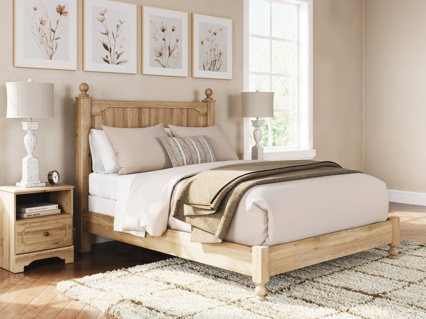 Pines Furniture Outlet - Ashley Furniture - Aleaport Bedroom - Queen Panel Bed / Warm Brown - PCB1075B7