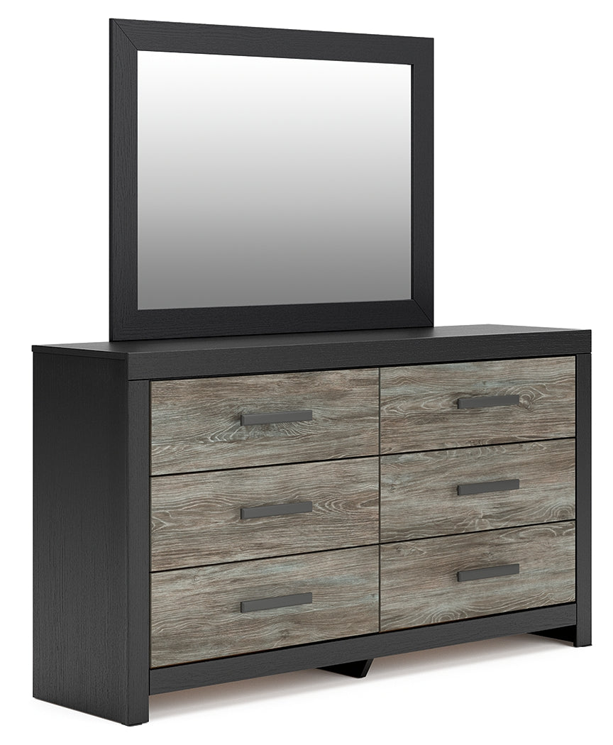 Pines Furniture Outlet - Ashley Furniture - Broachmyn Bedroom - Dresser and Mirror / Black/Gray - PCB1118B1