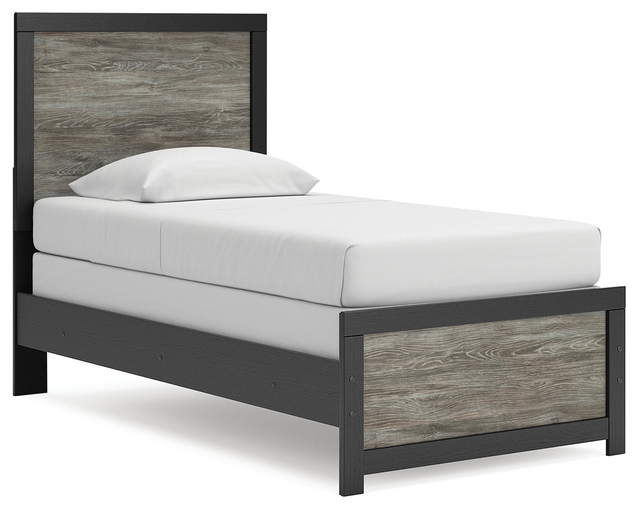 Pines Furniture Outlet - Ashley Furniture - Broachmyn Bedroom - Twin Panel Bed / Black/Gray - PCB1118B8