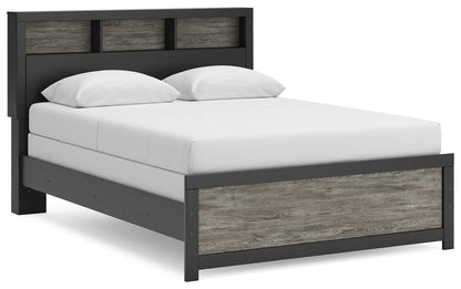 Pines Furniture Outlet - Ashley Furniture - Broachmyn Bedroom - Queen Bookcase Bed / Black/Gray - PCB1118B2