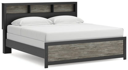 Pines Furniture Outlet - Ashley Furniture - Broachmyn Bedroom - King Bookcase Bed / Black/Gray - PCB1118B6