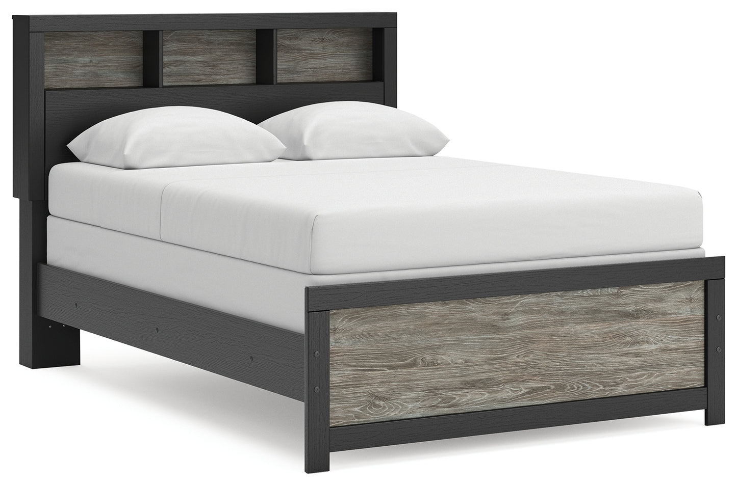 Pines Furniture Outlet - Ashley Furniture - Broachmyn Bedroom - Full Bookcase Bed / Black/Gray - PCB1118B13