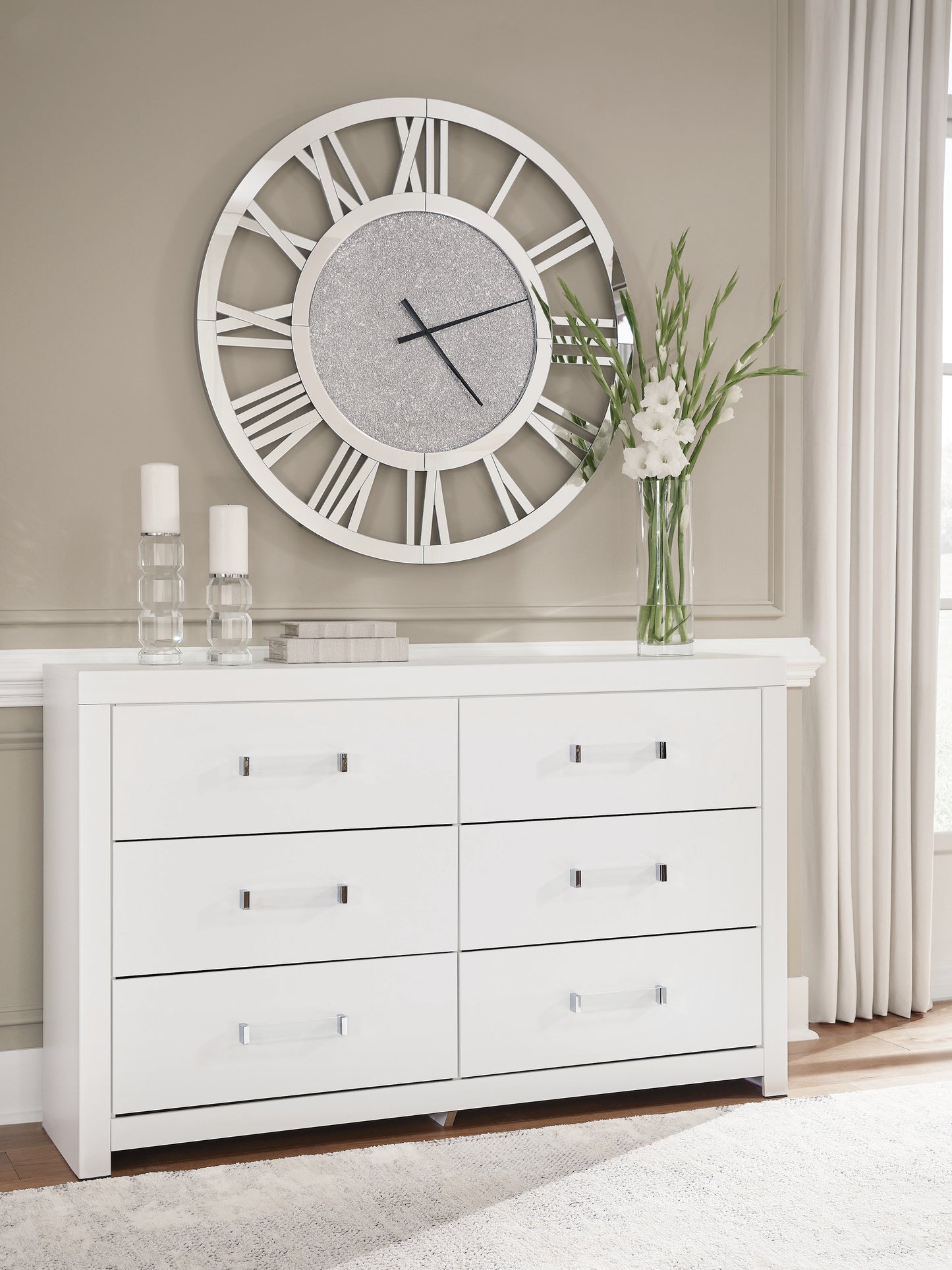 Pines Furniture Outlet - Ashley Furniture - Maeling Bedroom - Six Drawer Dresser / White - PCB1119-31