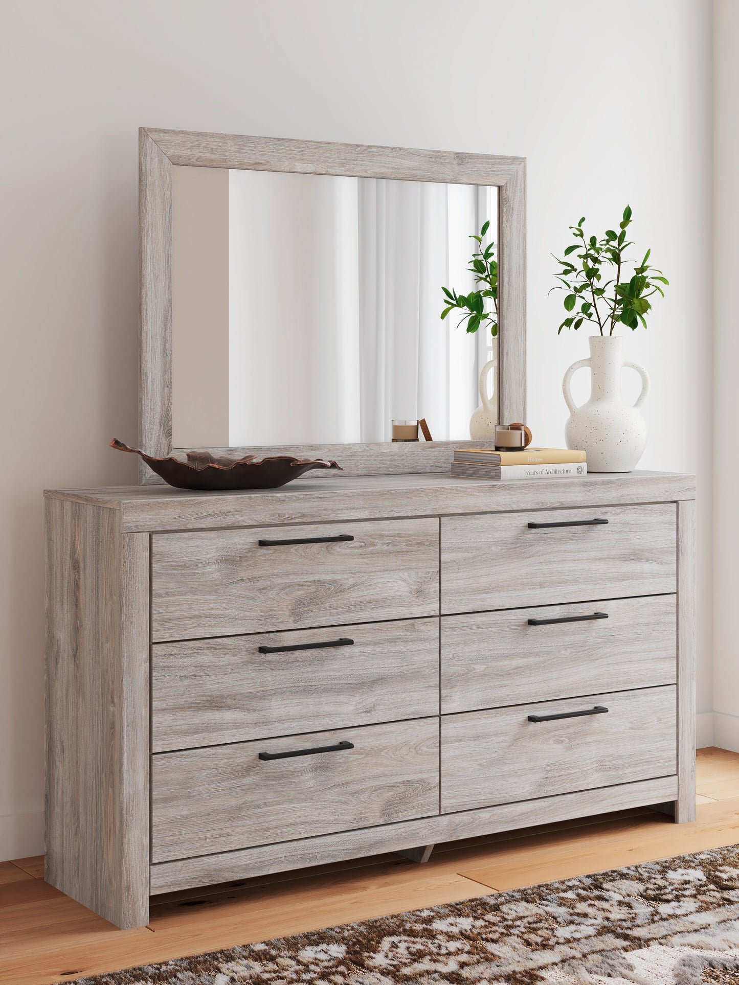Pines Furniture Outlet - Ashley Furniture - Broachmyn Bedroom - Dresser and Mirror / Gray - PCB1120B1