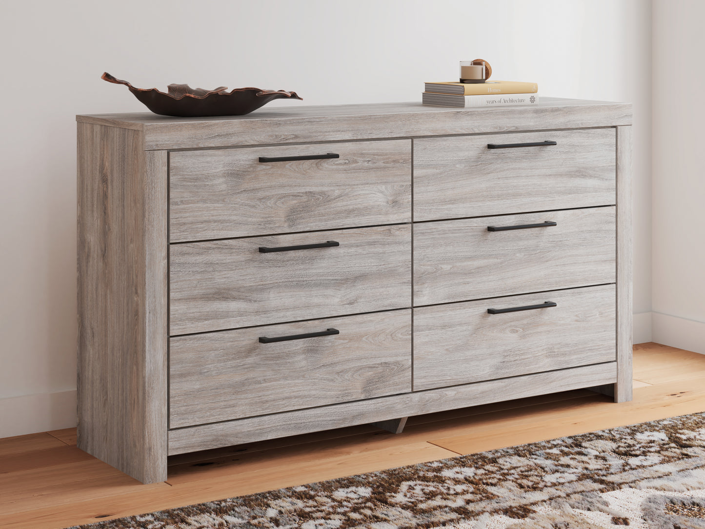 Pines Furniture Outlet - Ashley Furniture - Broachmyn Bedroom - Six Drawer Dresser / Gray - PCB1120-31