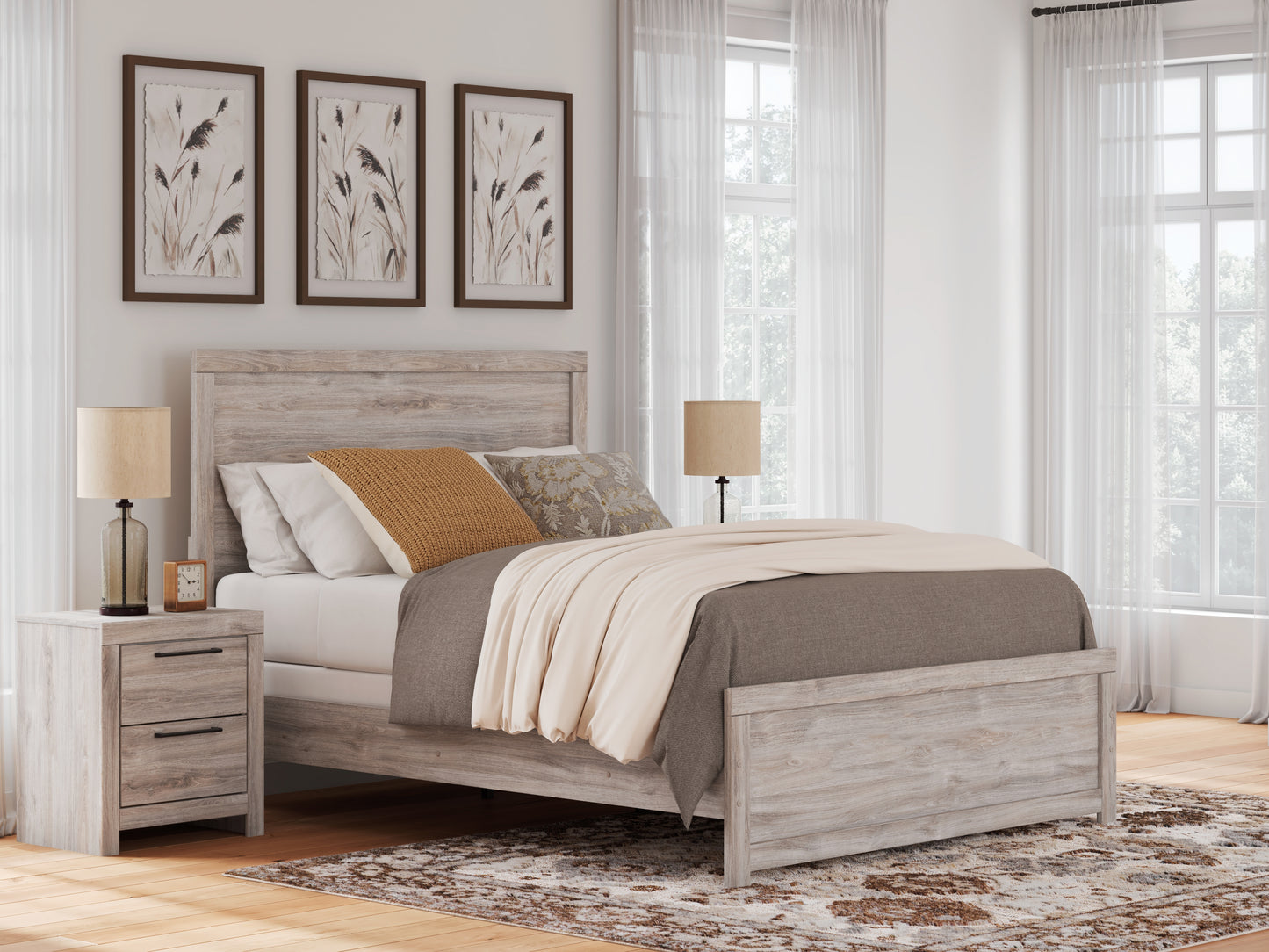 Pines Furniture Outlet - Ashley Furniture - Broachmyn Bedroom - Queen Panel Bed / Gray - PCB1120B2