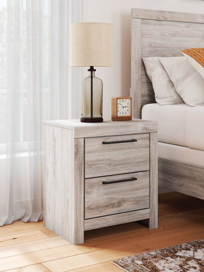 Pines Furniture Outlet - Ashley Furniture - Broachmyn Bedroom - Two Drawer Night Stand / Gray - PCB1120-92