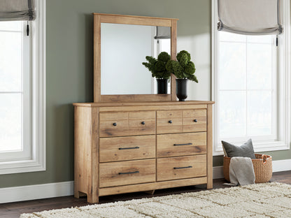 Pines Furniture Outlet - Ashley Furniture - Makidern Bedroom - Dresser and Mirror / Tan - PCB1170B1