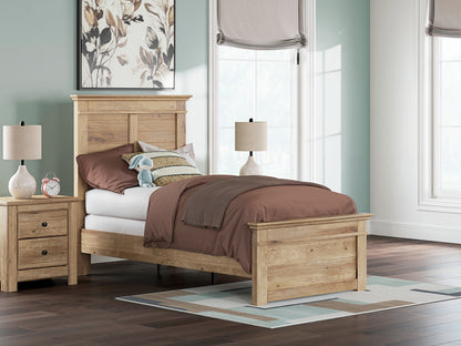 Pines Furniture Outlet - Ashley Furniture - Makidern Bedroom - Twin Panel Bed / Tan - PCB1170B18