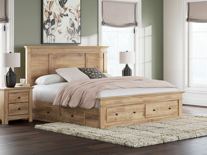 Pines Furniture Outlet - Ashley Furniture - Makidern Bedroom - King Panel Storage Bed / Tan - PCB1170B15