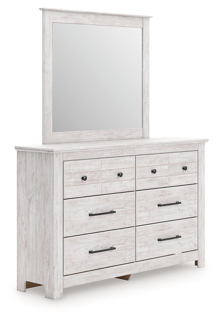 Pines Furniture Outlet - Ashley Furniture - Makidern Bedroom - Dresser and Mirror / Whitewash - PCB1171B1