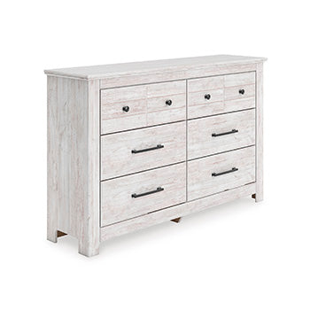 Pines Furniture Outlet - Ashley Furniture - Makidern Bedroom - Six Drawer Dresser / Whitewash - PCB1171-31