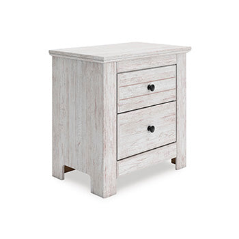 Pines Furniture Outlet - Ashley Furniture - Makidern Bedroom - Two Drawer Night Stand / Whitewash - PCB1171-92
