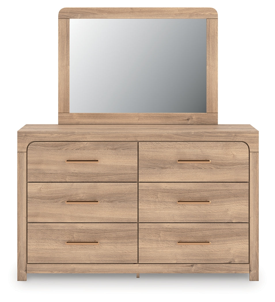 Pines Furniture Outlet - Ashley Furniture - Kinlanni Bedroom - Dresser and Mirror / Tan - PCB1360B1