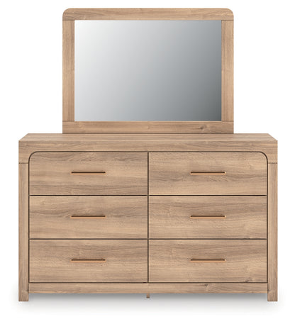 Pines Furniture Outlet - Ashley Furniture - Kinlanni Bedroom - Dresser and Mirror / Tan - PCB1360B1
