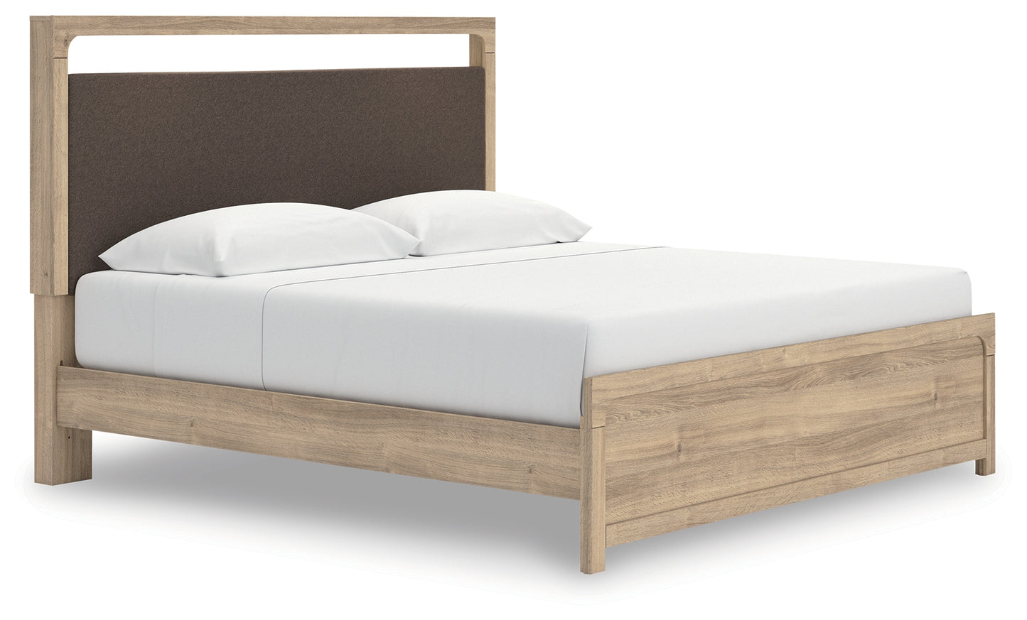 Pines Furniture Outlet - Ashley Furniture - Kinlanni Bedroom - King Upholstered Platform Bed / Tan - PCB1360B16
