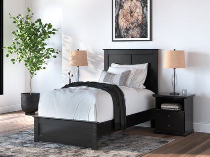 Pines Furniture Outlet - Ashley Furniture - Maribel Bedroom - Twin Panel Bed / Black - B138B51