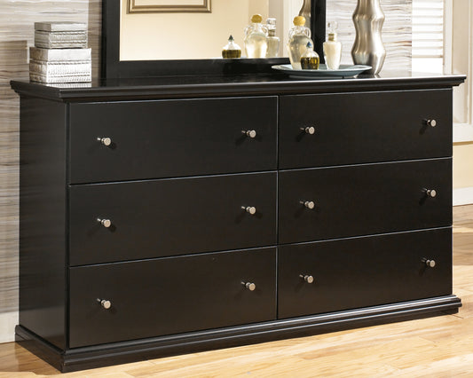 Pines Furniture Outlet - Ashley Furniture - Maribel Bedroom - Dresser and Mirror / Black - B138B50