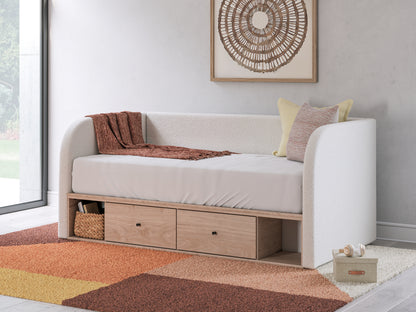Pines Furniture Outlet - Ashley Furniture - Arloster Bedroom - Full Upholstered Day Bed with Storage / Tan/White - PCB1566B11