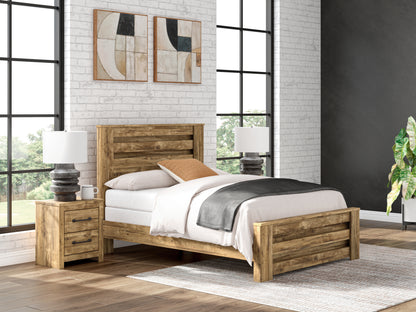 Pines Furniture Outlet - Ashley Furniture - Maystonna Bedroom - Queen Panel Bed / Brown - PCB1580B4