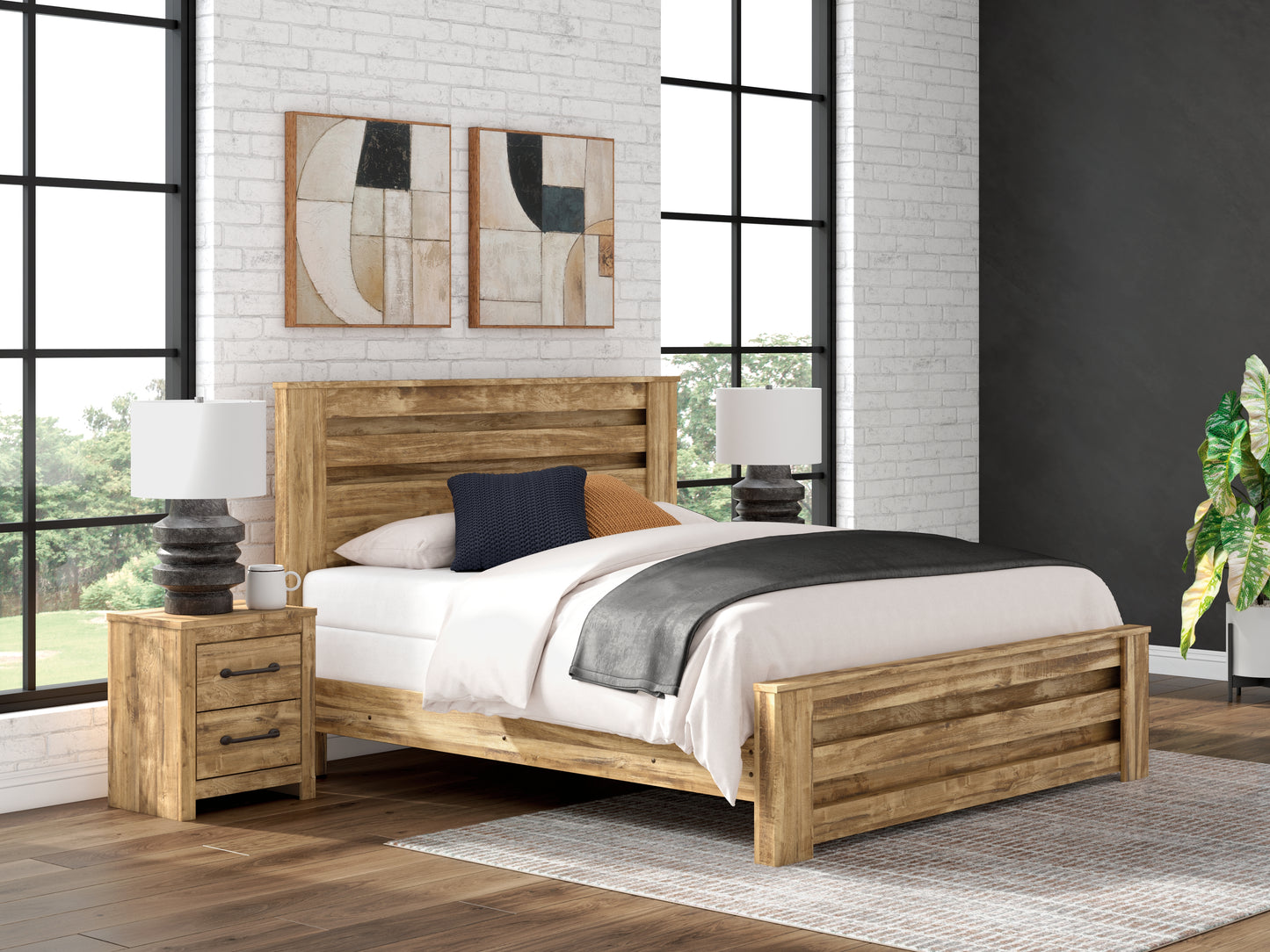 Pines Furniture Outlet - Ashley Furniture - Maystonna Bedroom - King Panel Bed - PCB1580B7