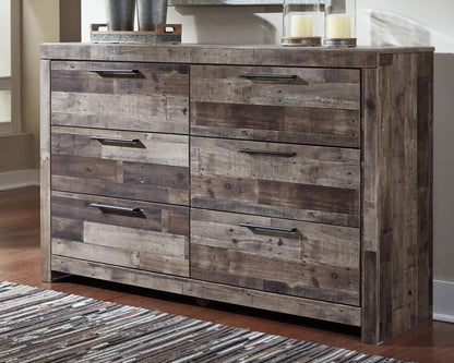 Pines Furniture Outlet - Ashley Furniture - Derekson Bedroom - Six Drawer Dresser / Multi Gray - B200-31