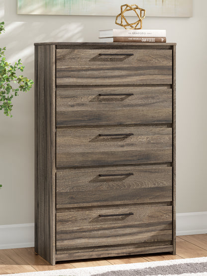 Pines Furniture Outlet - Ashley Furniture - Elbrim Bedroom - Five Drawer Chest / Brown - PCB2005-46