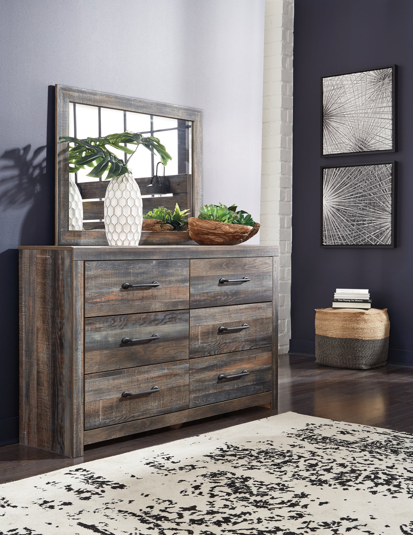 Pines Furniture Outlet - Ashley Furniture - Drystan Bedroom - Dresser and Mirror / Multi - B211B1