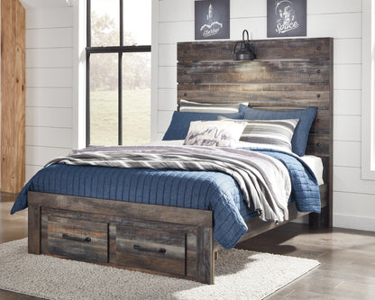 Pines Furniture Outlet - Ashley Furniture - Drystan Bedroom - Full Panel Bed with 2 Storage Drawers / Multi - B211B47