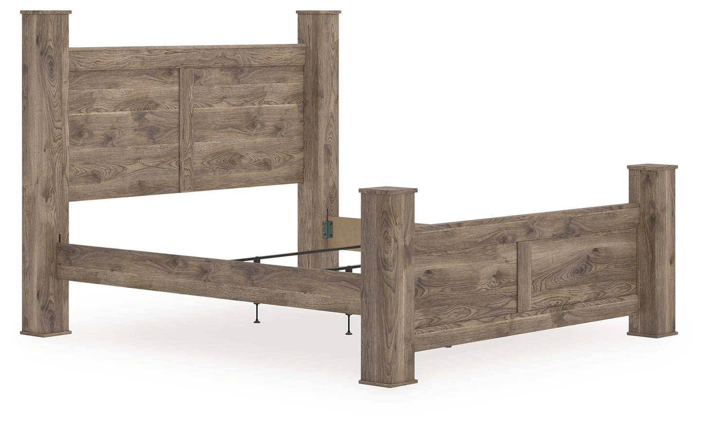 Pines Furniture Outlet - Ashley Furniture - Rusticott Bedroom - King Poster Bed / Brown - PCB2260B7