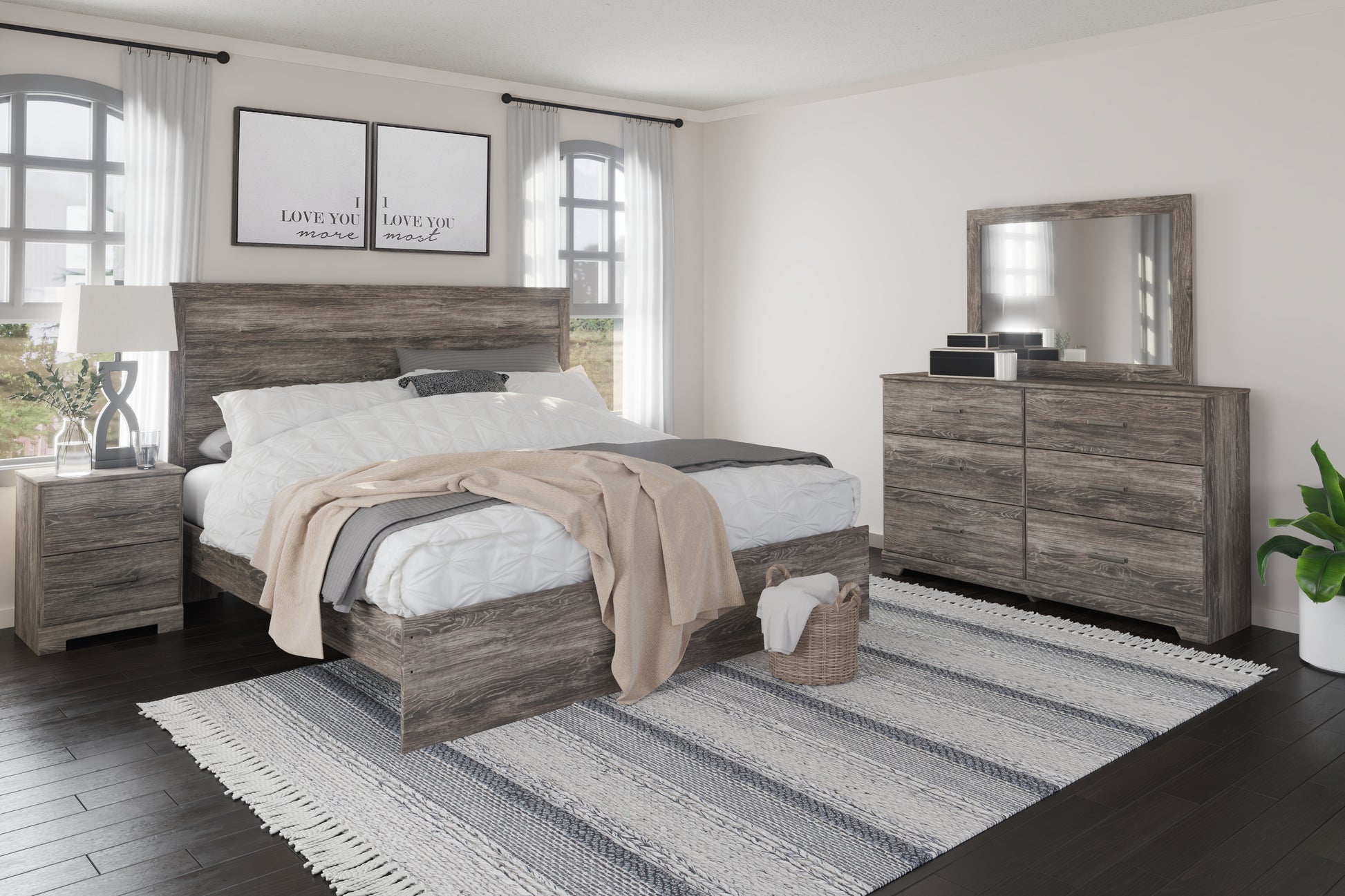 Pines Furniture Outlet - Ashley Furniture - Ralinksi Bedroom - Twin Panel Bed / Gray - B2587B11