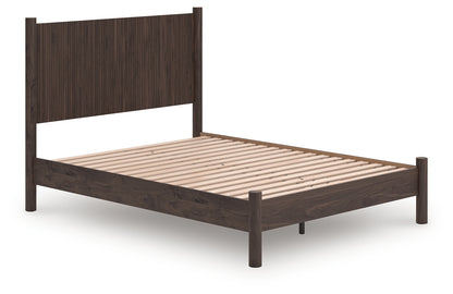Pines Furniture Outlet - Ashley Furniture - Pamytta Bedroom - Queen Panel Platform Bed / Brown - PCB2614B6