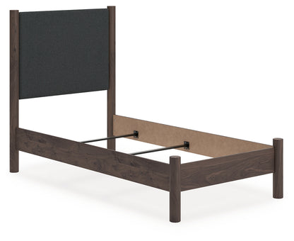 Pines Furniture Outlet - Ashley Furniture - Pamytta Bedroom - Twin Upholstered Panel Bed / Brown - PCB2614B20