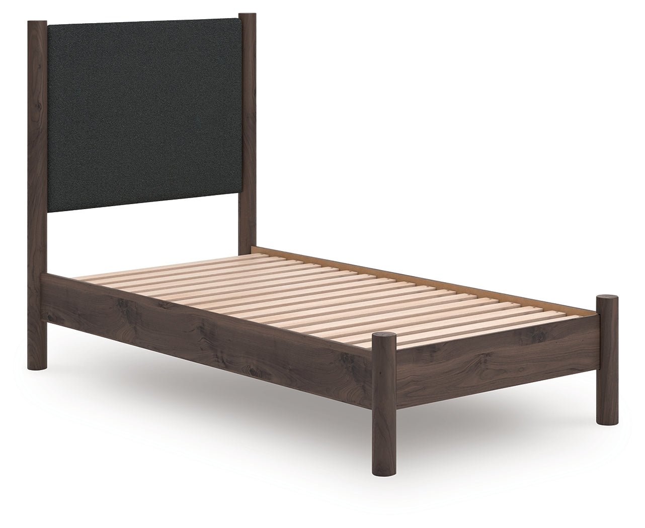 Pines Furniture Outlet - Ashley Furniture - Pamytta Bedroom - Twin Upholstered Panel Platform Bed / Brown - PCB2614B8
