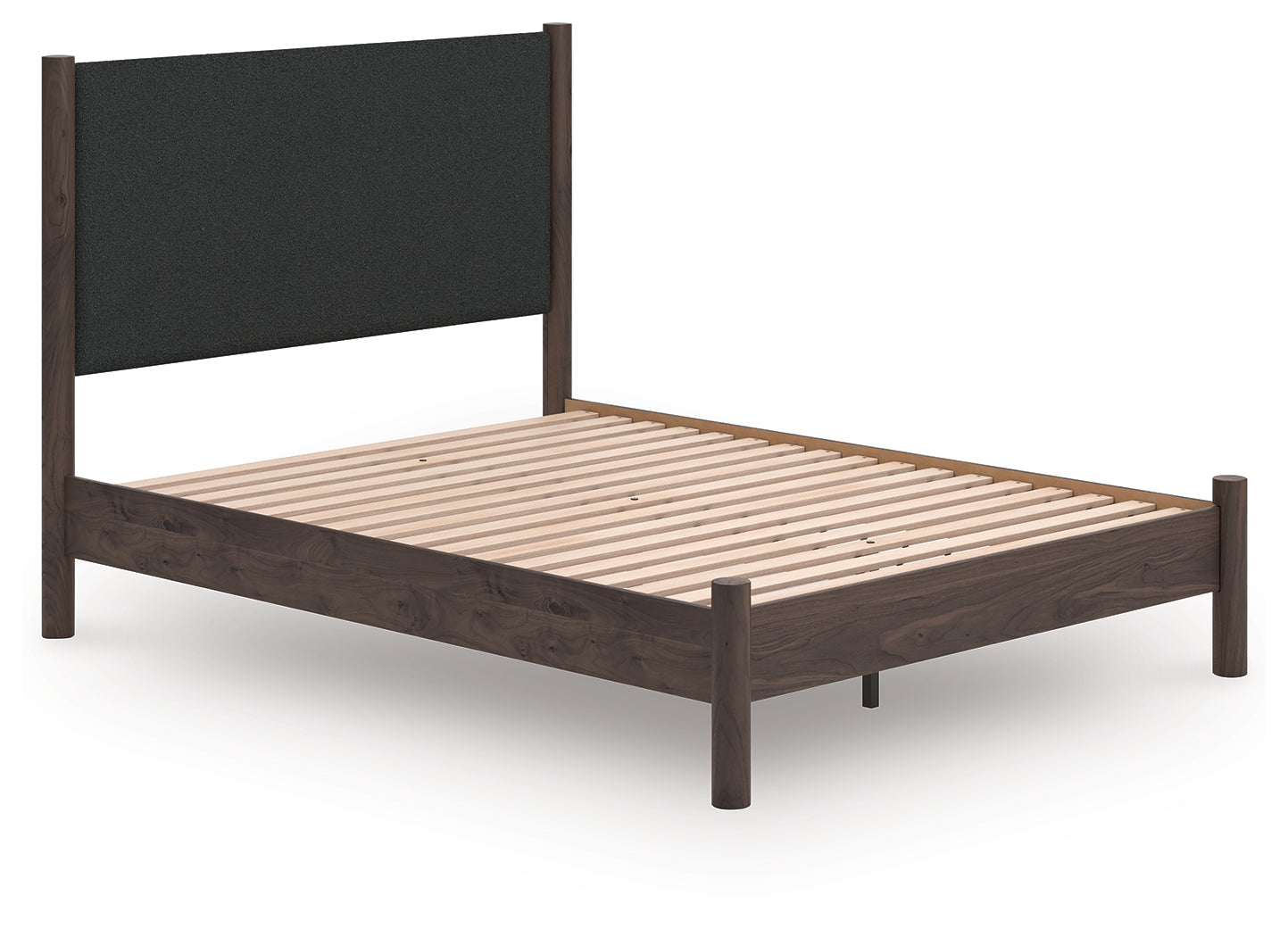 Pines Furniture Outlet - Ashley Furniture - Pamytta Bedroom - Queen Upholstered Panel Platform Bed / Brown - PCB2614B12