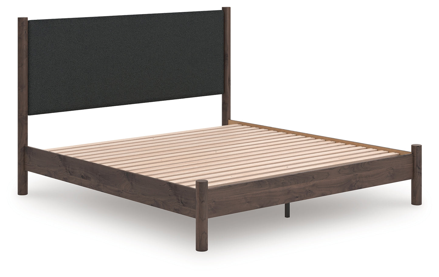 Pines Furniture Outlet - Ashley Furniture - Pamytta Bedroom - King Upholstered Panel Platform Bed / Brown - PCB2614B28