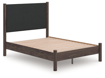 Pines Furniture Outlet - Ashley Furniture - Pamytta Bedroom - Full Upholstered Panel Platform Bed / Brown - PCB2614B10