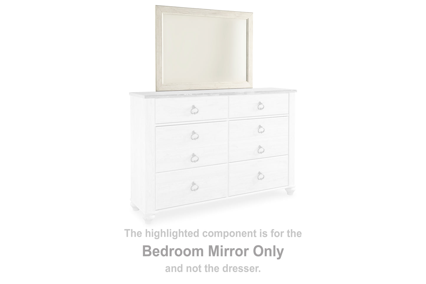 Pines Furniture Outlet - Ashley Furniture - Willowton Bedroom - Bedroom Mirror / Whitewash - B267-36