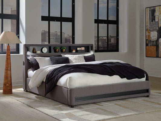 Pines Furniture Outlet - Ashley Furniture - Verishaw Bedroom - California King Upholstered Bed / Gray - PCB2721B22