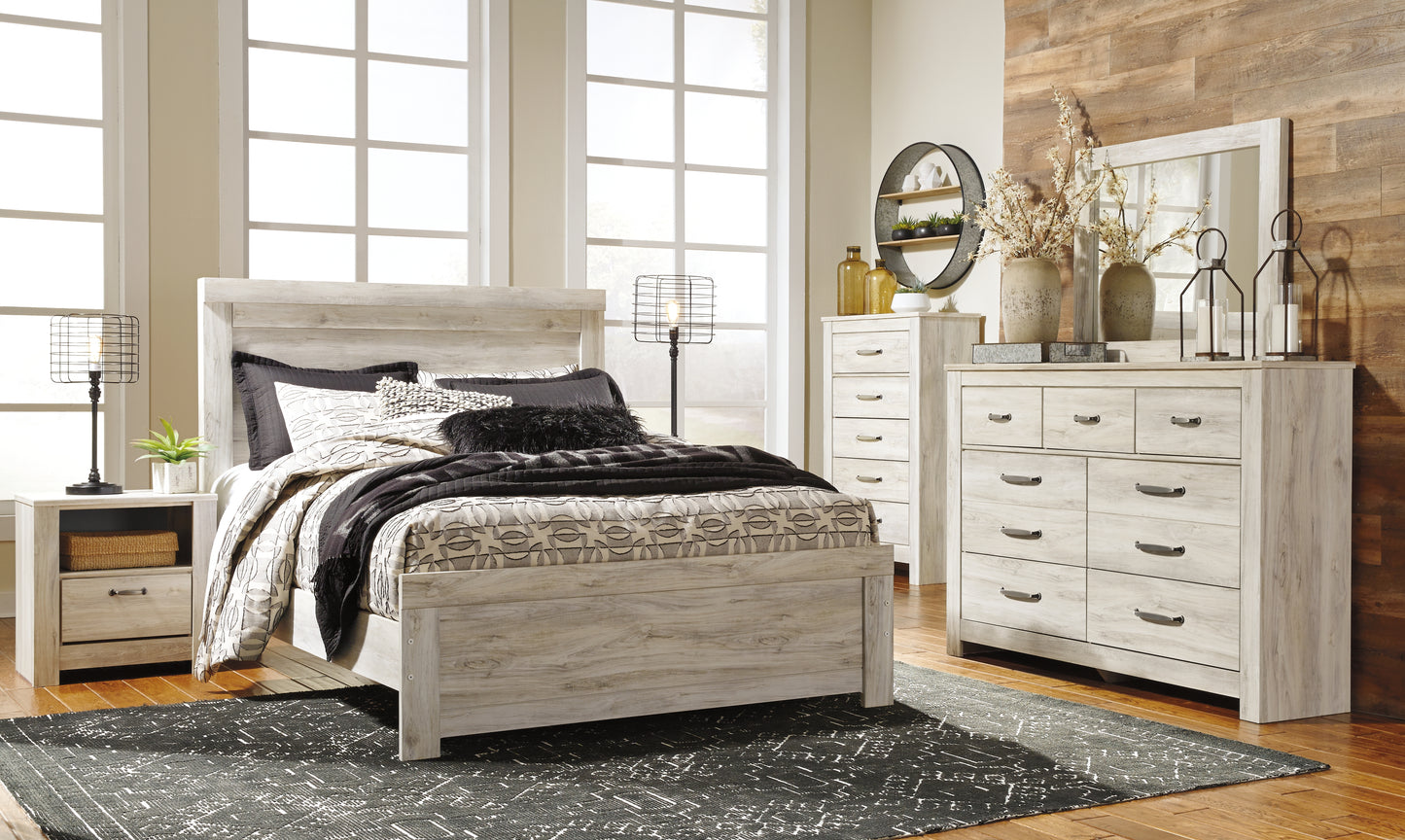 Pines Furniture Outlet - Ashley Furniture - Bellaby Bedroom - Queen Panel Bed / Whitewash - B331B2