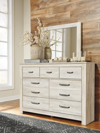 Pines Furniture Outlet - Ashley Furniture - Bellaby Bedroom - Dresser and Mirror / Whitewash - B331B1